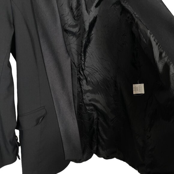 Irene Van RYB Blazer Womens 40 US 8 Black Satin Collar Wool Blend Three Button - Picture 6 of 11